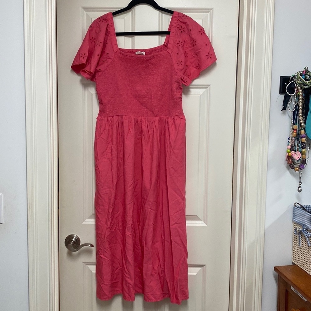 Beach lunch lounge Pink maxi dress Size L pockets